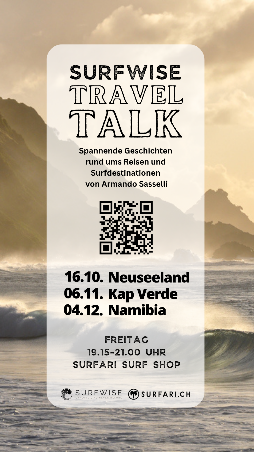 Surfwise Traveltalks Herbst 2026: Neuseeland, Kap Verde & Namibia
