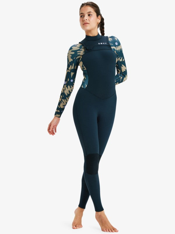 Roxy Damen Neoprenanzug 4/3mm Swell Natural Backzip - animal print