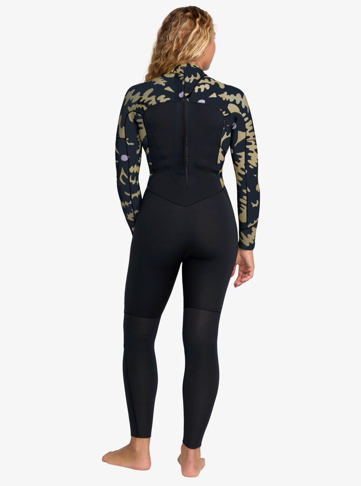 Roxy Damen Neoprenanzug 4/3mm Swell Natural Backzip - Black Flora