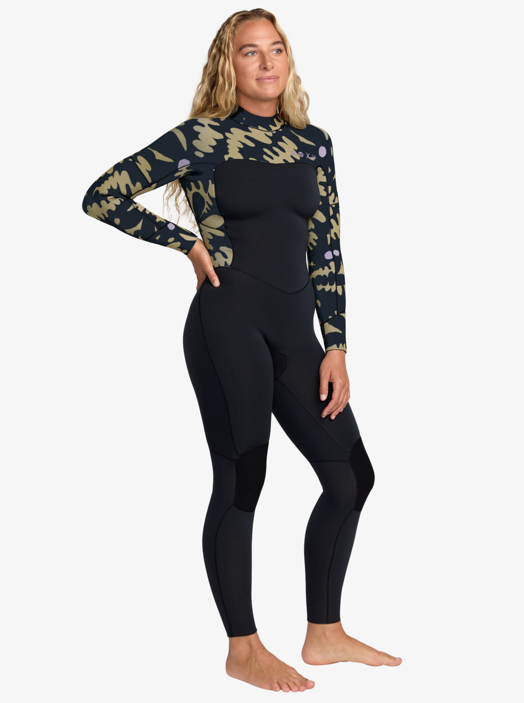Roxy Damen Neoprenanzug 4/3mm Swell Natural Backzip - Black Flora