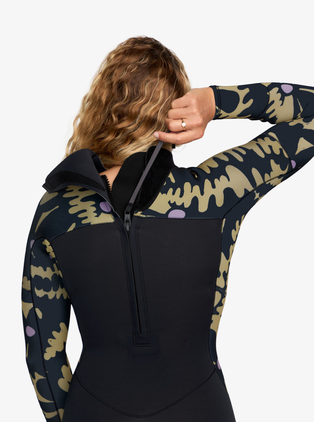 Roxy Damen Neoprenanzug 4/3mm Swell Natural Backzip - Black Flora