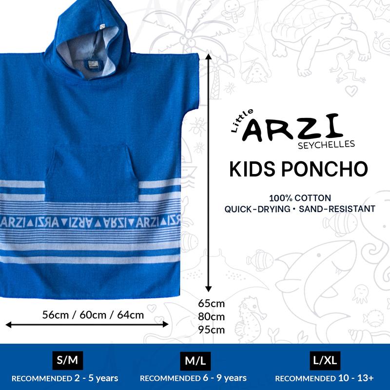 Arzi Hooded Junior Poncho - SummerSky Blue