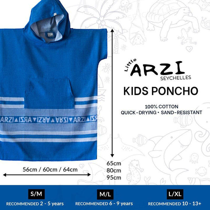 Arzi Hooded Junior Poncho - SummerSky Blue