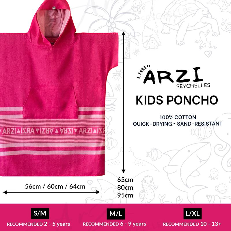 Arzi Hooded Kinder Poncho - Sunrise Pink