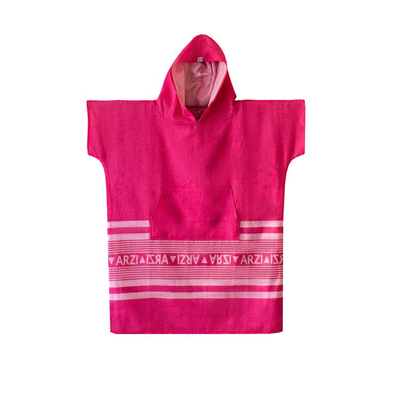 Arzi Hooded Kinder Poncho - Sunrise Pink