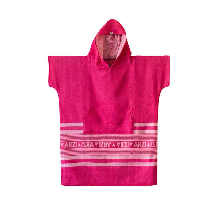 Arzi Hooded Kinder Poncho - Sunrise Pink