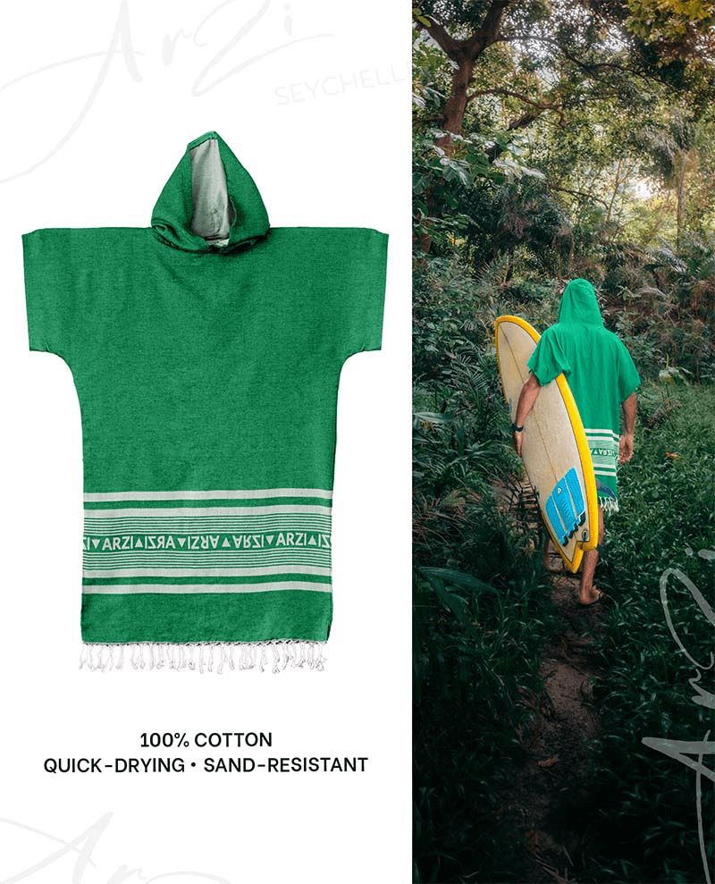 Arzi Hooded Poncho - CocoVert Green