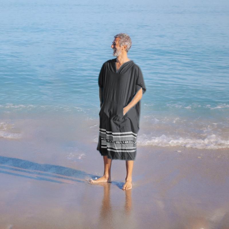 Arzi Hooded Poncho - Granitic Grey