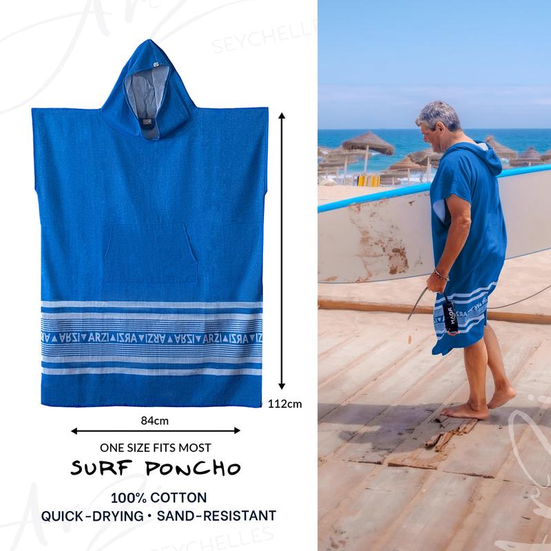 Arzi Hooded Poncho - Summersky Blue