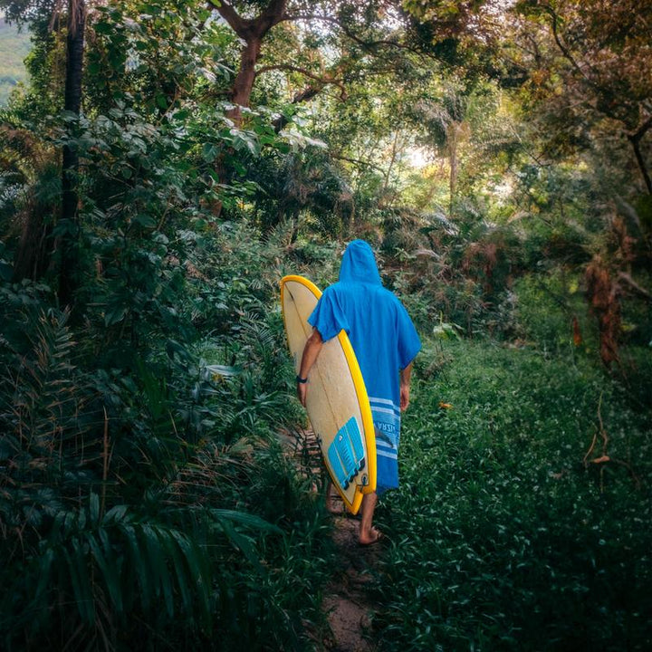 Arzi Hooded Poncho - Summersky Blue