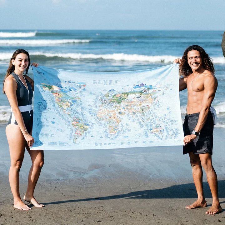 Awesome Maps Travel Towel - kitesurf map