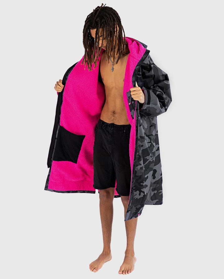 Dryrobe Poncho Advance Langarm V3 - schwarz/camo/pink