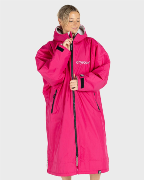 Dryrobe Poncho Advance Langarm - pink/hellgrau