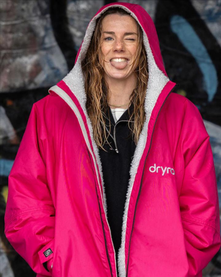 Dryrobe Poncho Advance Langarm - pink/hellgrau