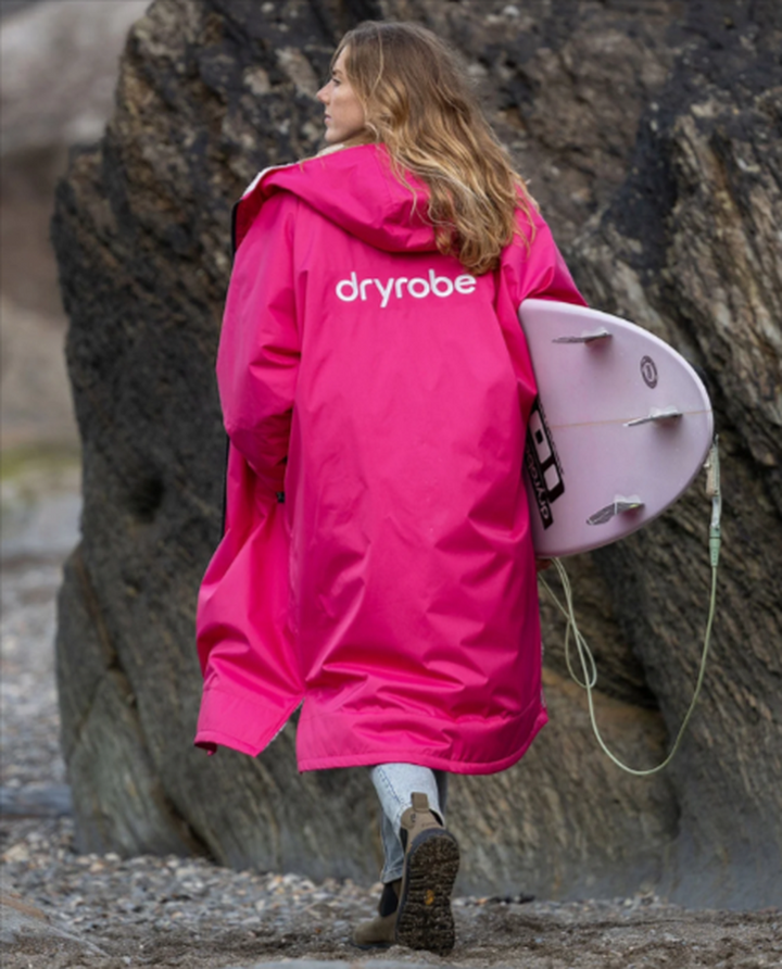 Dryrobe Poncho Advance Langarm - pink/hellgrau