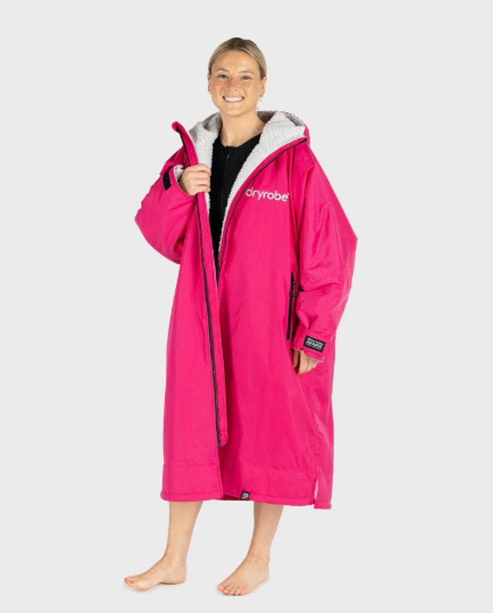 Dryrobe Poncho Advance Langarm - pink/hellgrau
