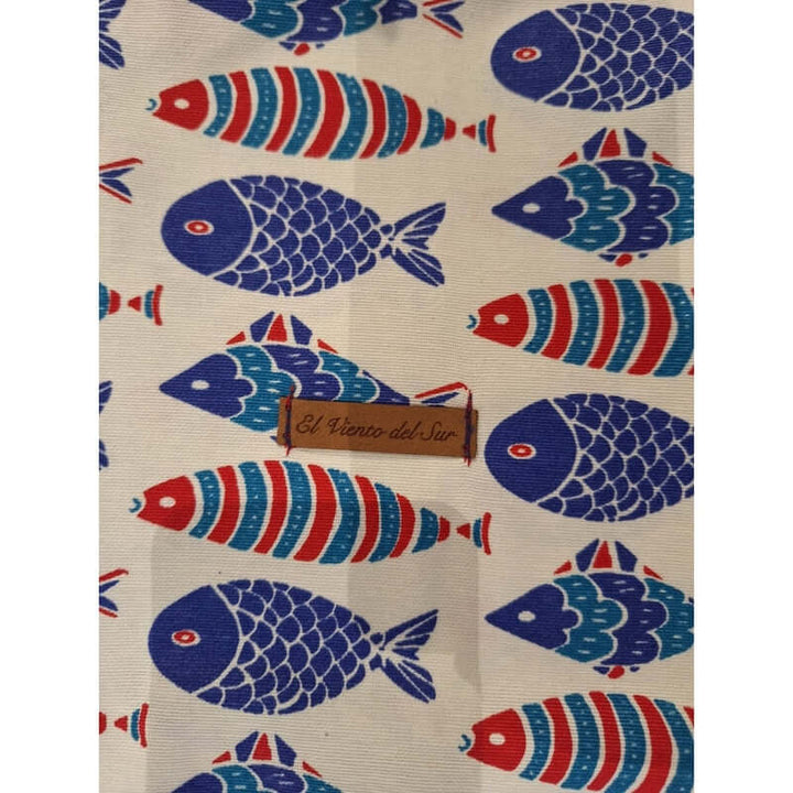 El Viento del Sur Poncho Kids - red/blue fishes