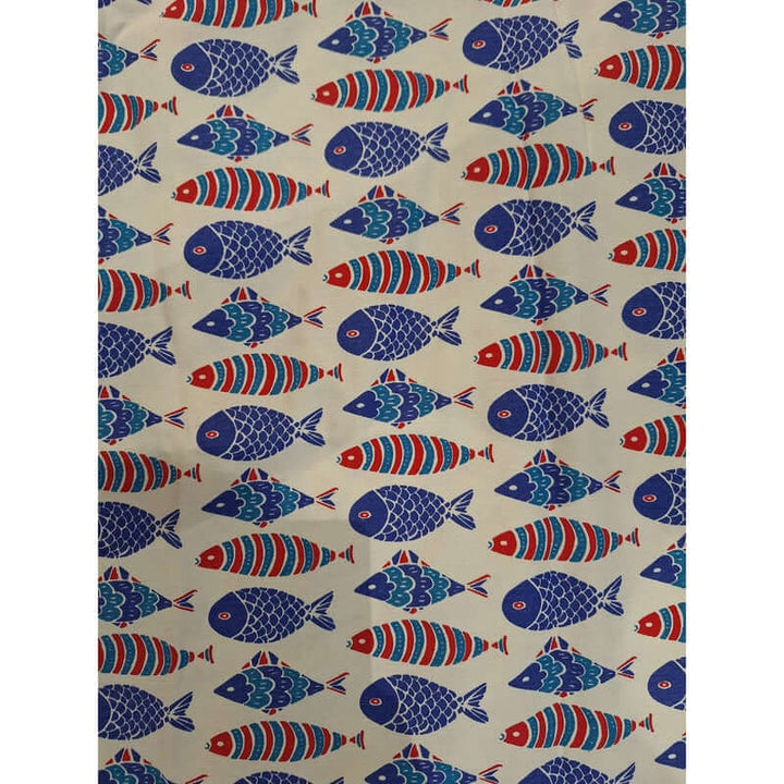 El Viento del Sur Poncho junior - red/blue fishes