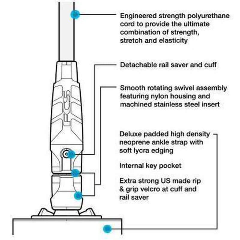 FCS 7'0" Regular Classic Leash - Black/Tranquil Blue