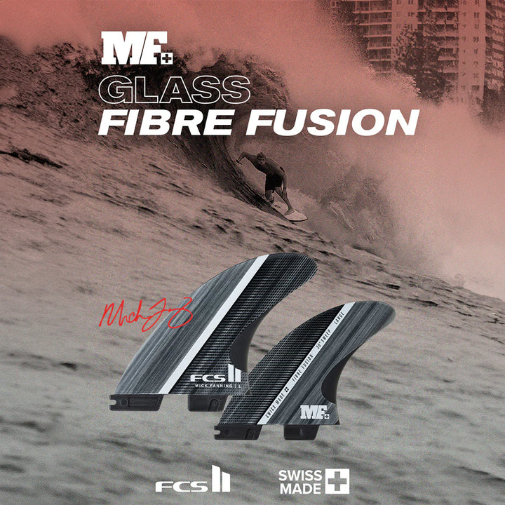 FCS II Finnen Mick Fanning Glass Fibre Fusion Tri - Smoke/ White