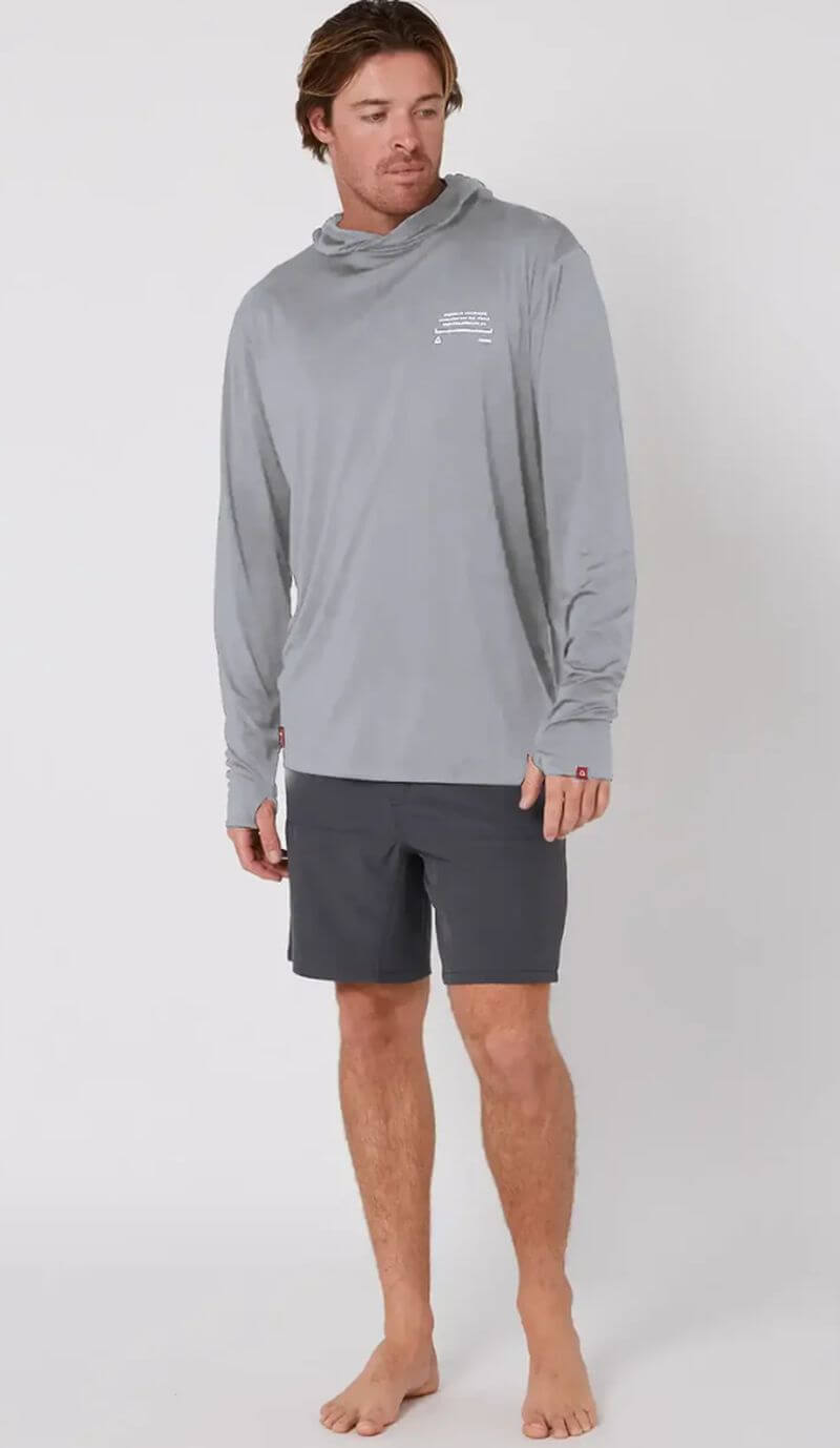 Follow Herren Surfshirt Langarm mit Hood - Light Grey