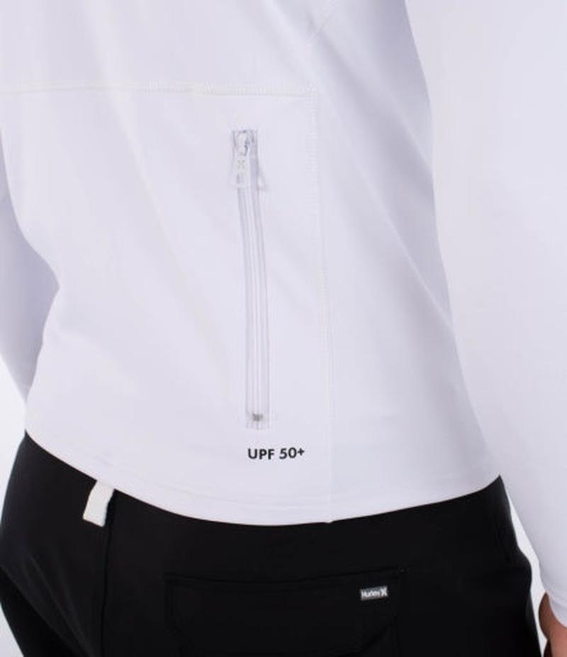 Hurley Herren Lycra Langarm mit Kapuze Slim Fit - Weiss