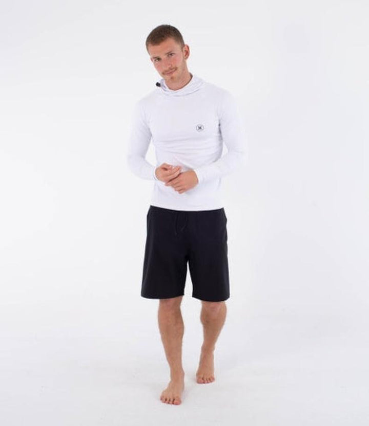Hurley Herren Lycra Langarm mit Kapuze Slim Fit - Weiss