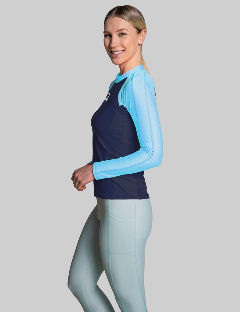 IQ-UV Damen Lycra Aqua Slim Fit 2C Langarm - Turq-Navy