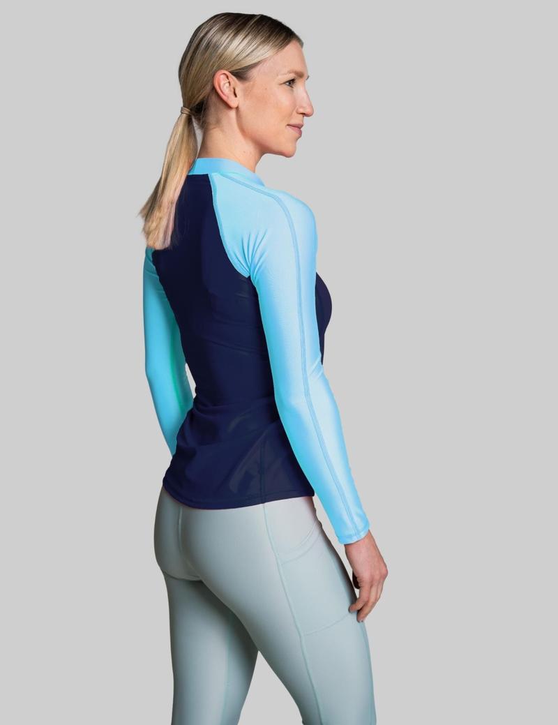 IQ-UV Damen Lycra Aqua Slim Fit 2C Langarm - Turq-Navy
