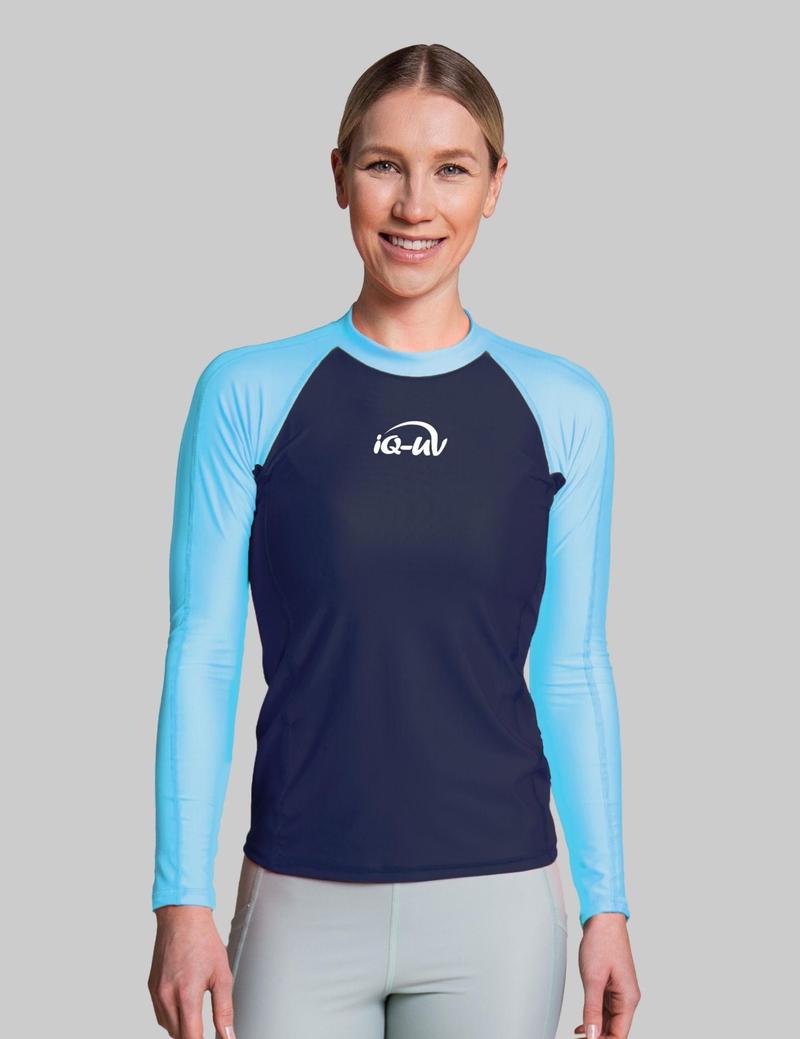 IQ-UV Damen Lycra Aqua Slim Fit 2C Langarm - Turq-Navy