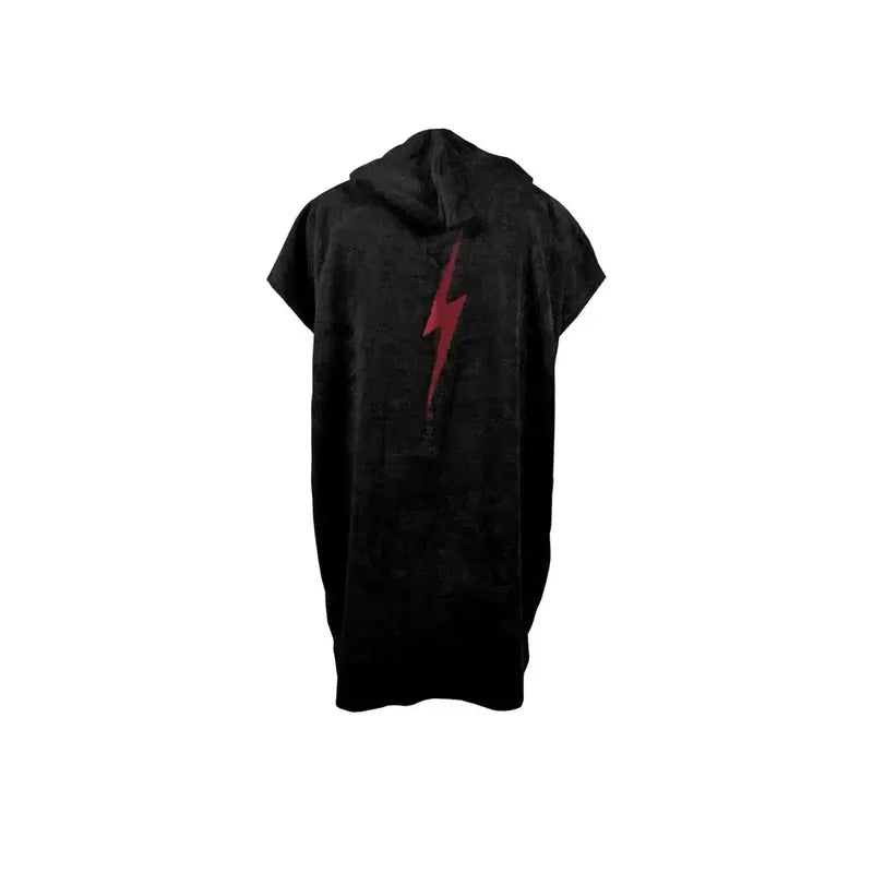 Lightning Bolt Hooded Poncho - Moonless Night