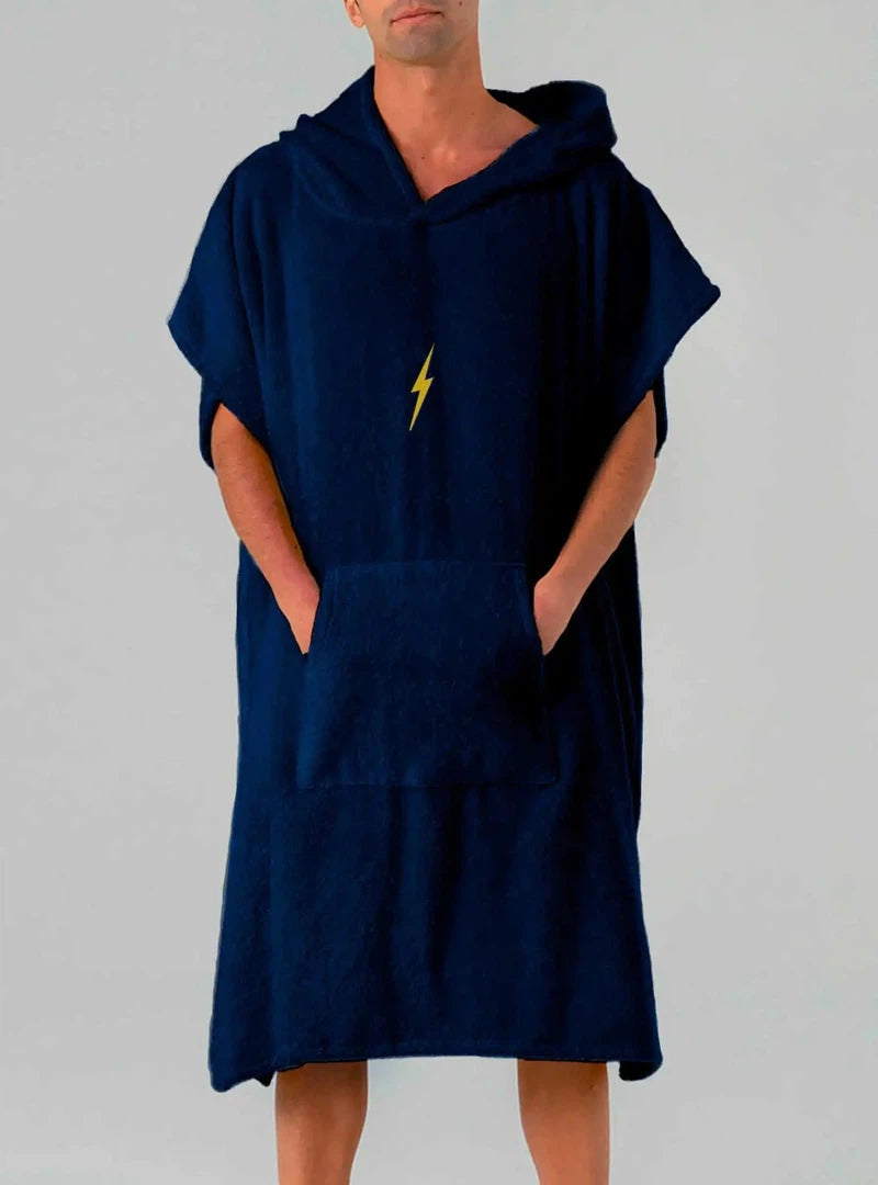 Lightning Bolt Hooded Poncho - True Blue