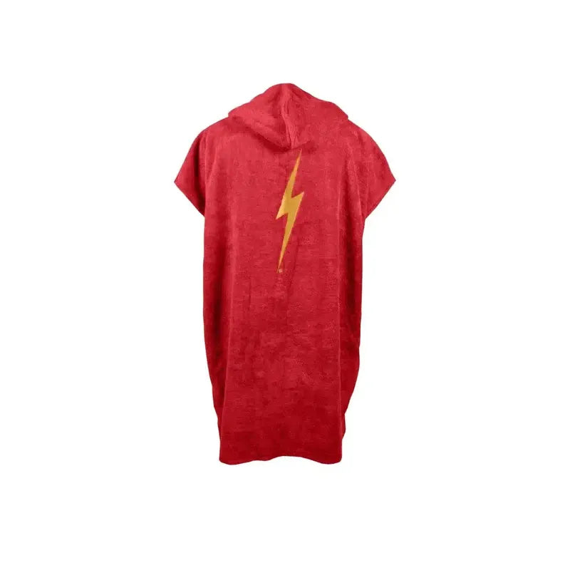Lightning Bolt Hooded Poncho - red