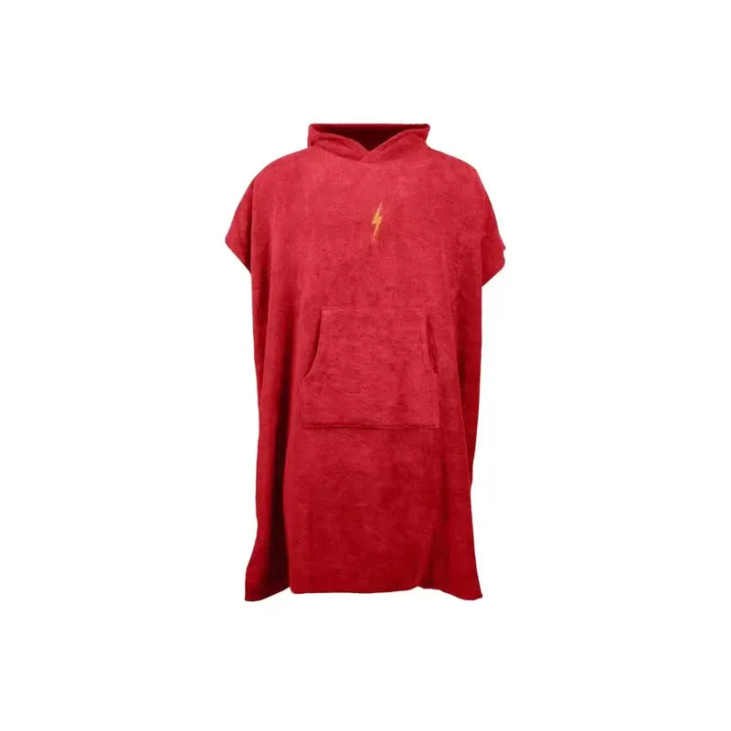 Lightning Bolt Hooded Poncho - red