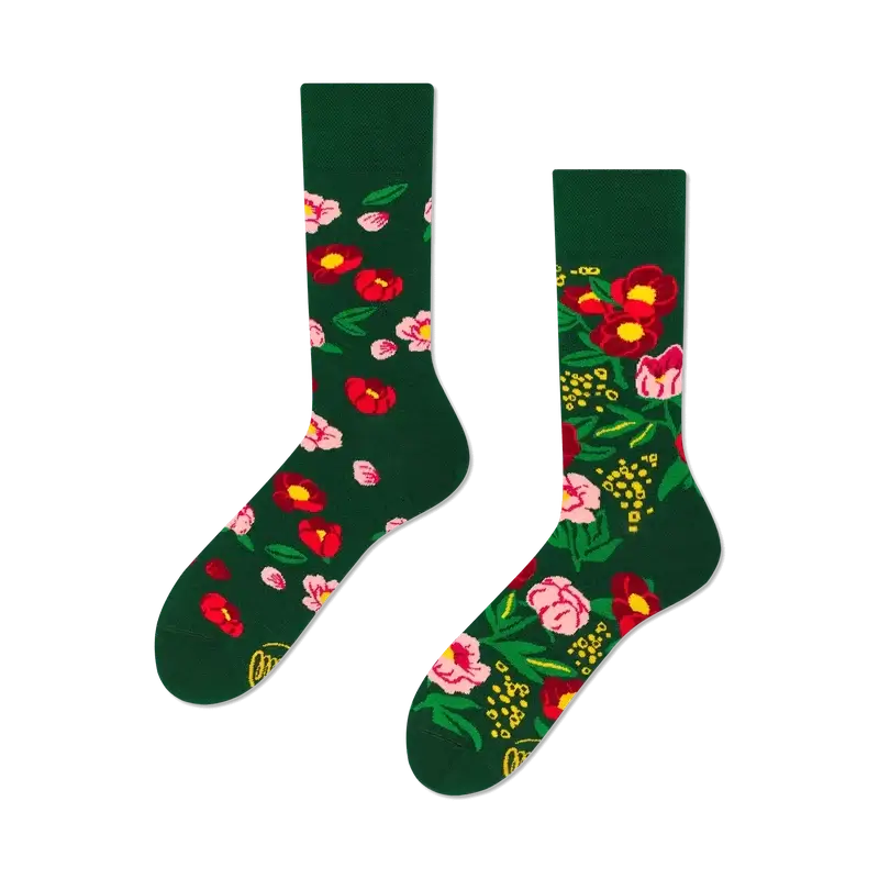 Many Mornings Socken - Flower Power Green