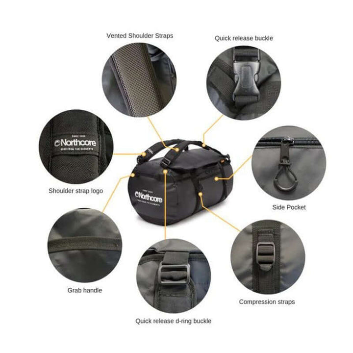 Northcore Duffel Bag 40l - black / white logo