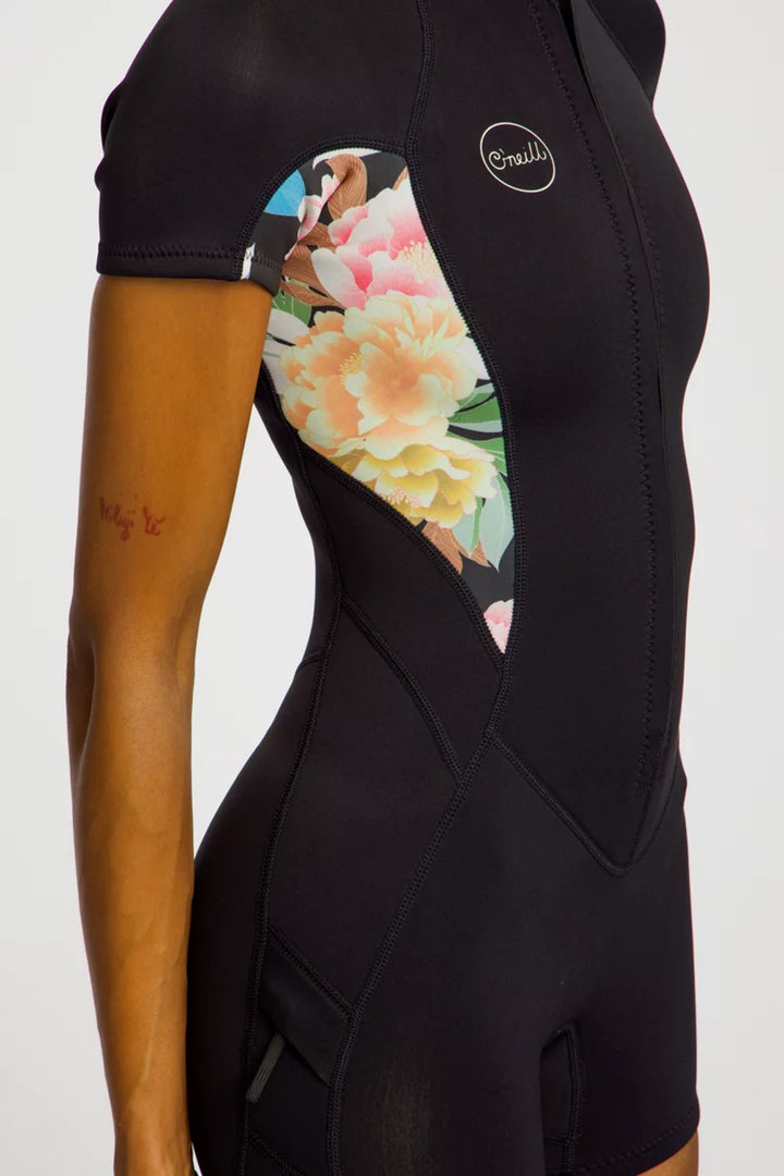 O'Neill Damen Shorty Bahia 2/1mm Frontzip - black floral