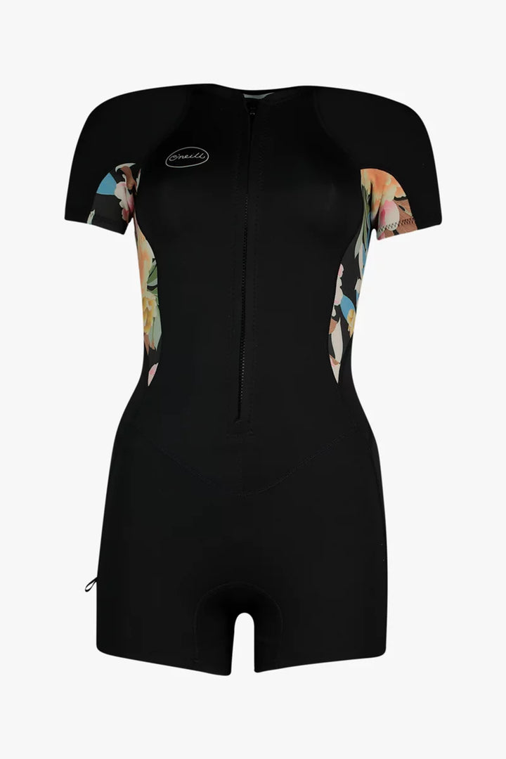 O'Neill Damen Shorty Bahia 2/1mm Frontzip - black floral