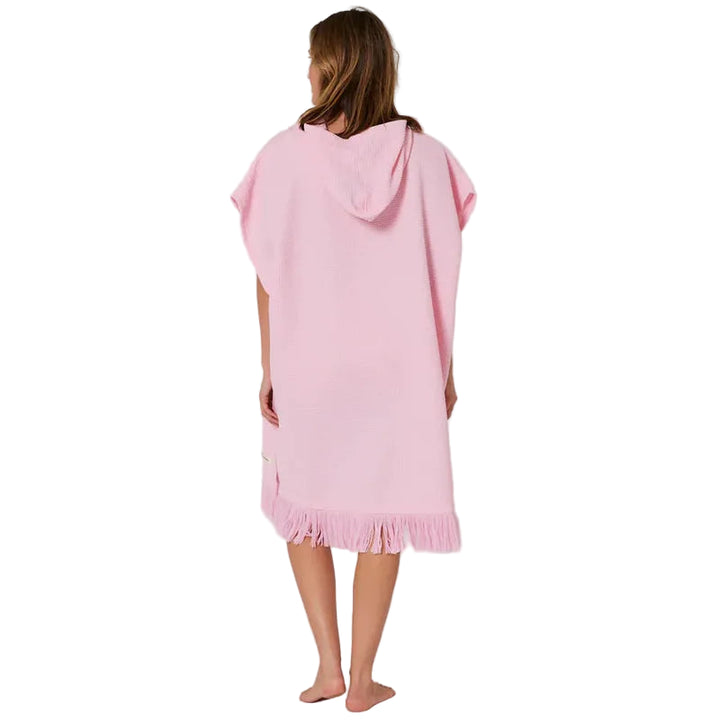 Ocean Earth Damen Hooded Poncho Waffle - Pink Sorbet