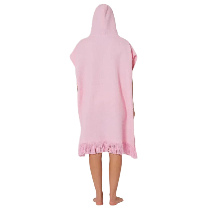 Ocean Earth Damen Hooded Poncho Waffle - Pink Sorbet