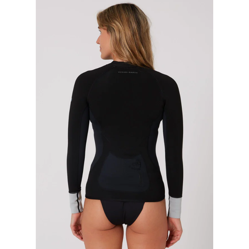 Ocean & Earth Damen Neopren Vest 1.5mm Frontzip, langarm - black