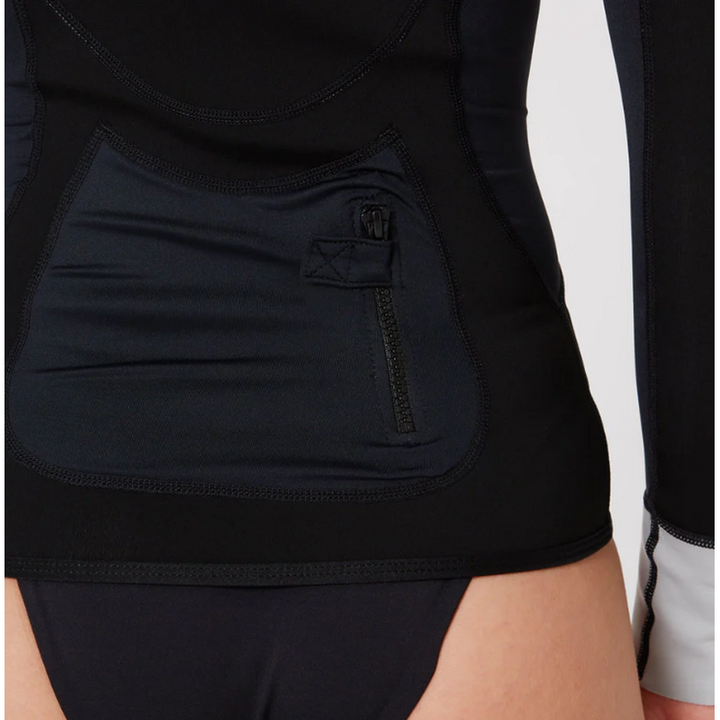 Ocean & Earth Damen Neopren Vest 1.5mm Frontzip, langarm - black