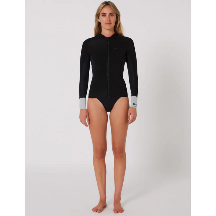 Ocean & Earth Damen Neopren Vest 1.5mm Frontzip, langarm - black