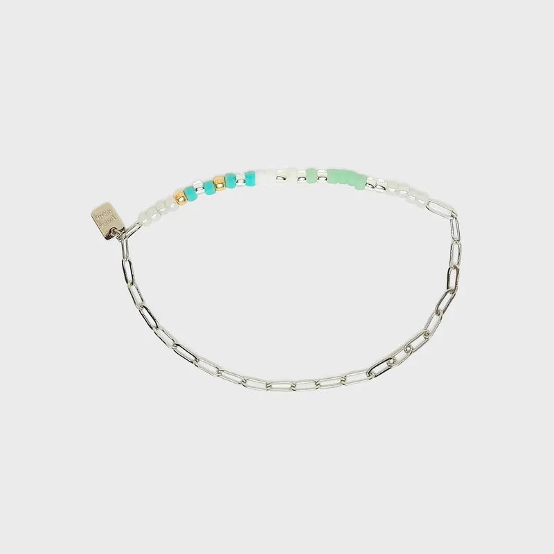 Puravida Armband Seabright Stretch Bead & Chain - ocean