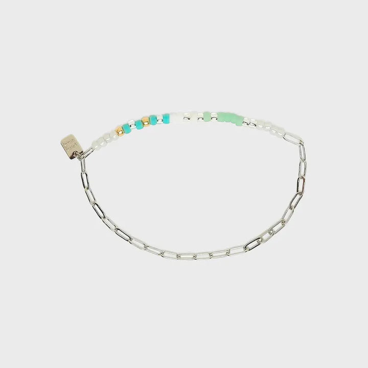 Puravida Armband Seabright Stretch Bead & Chain - ocean