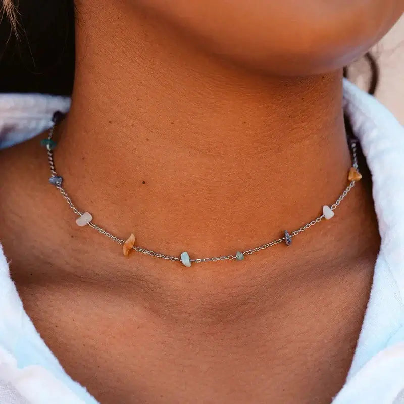 Puravida Choker Rainbow Chip - silver