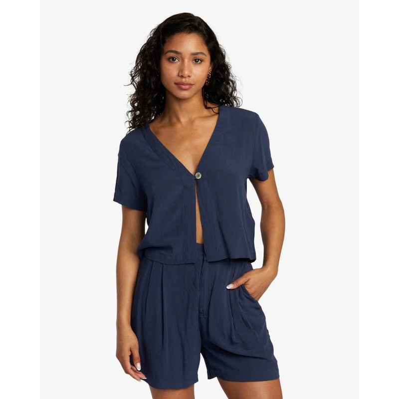 RVCA Damen Vista Oberteil mit V-Ausschnitt - Moody Blue