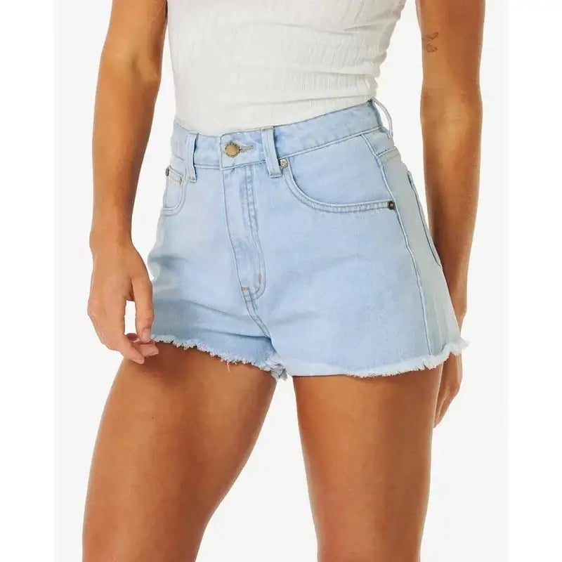 Rip Curl Amy High Waist Shorts - Light Blue