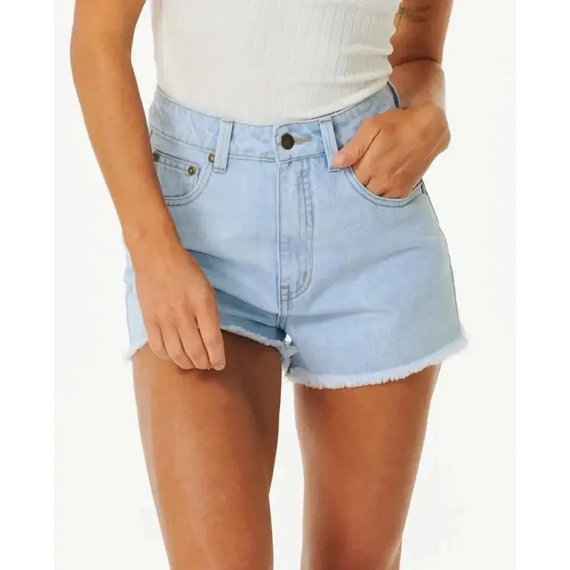 Rip Curl Amy High Waist Shorts - Light Blue