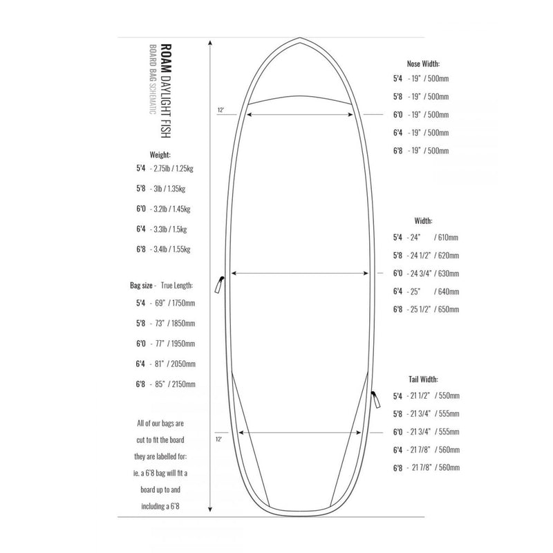 Roam Daylight Hybrid Fish Boardbag 5'8'' - silver/black/blue